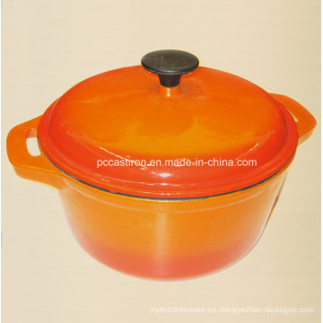 Cazuela de hierro fundido del esmalte redondo amarillo China Diámetro del surtidor 26cm